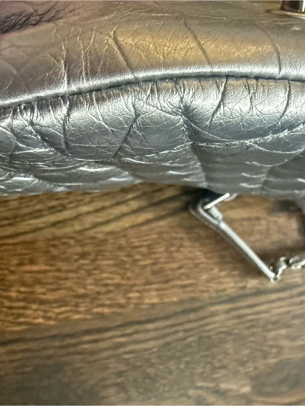 CHANEL Metallic Silver Quilted Crossbody Bag